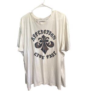 Vintage‎ Affliction Mens 2XL T-Shirt Live Fast Graphic White Cotton